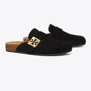 Tory Burch Mellow Mule - Black Suede with Gold Accents Size 9.5